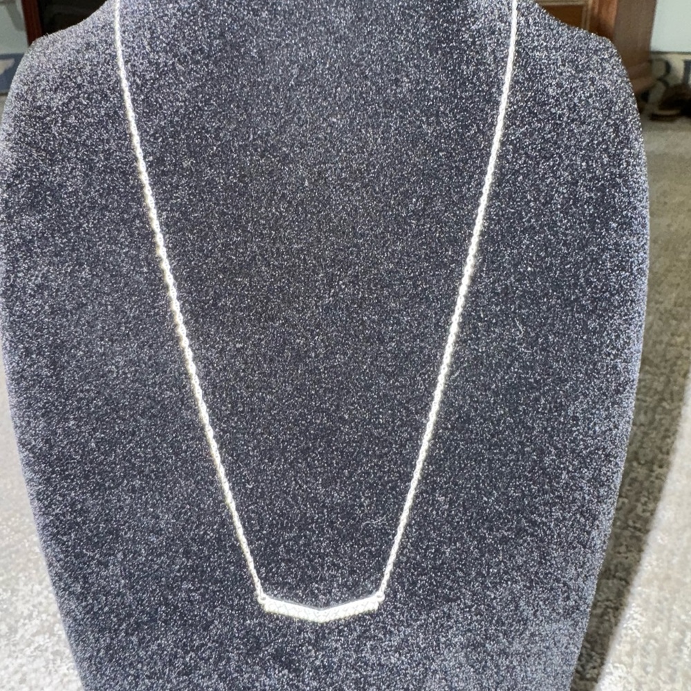 Sterling Silver Chevron Necklace with 1/10th CTW Diamonds